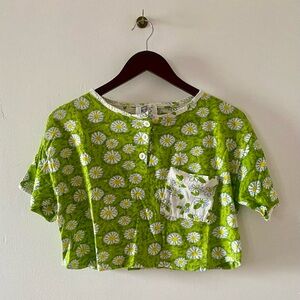 VINTAGE 90s DAISY FLOWER CROPPED TEE 
SHIRT